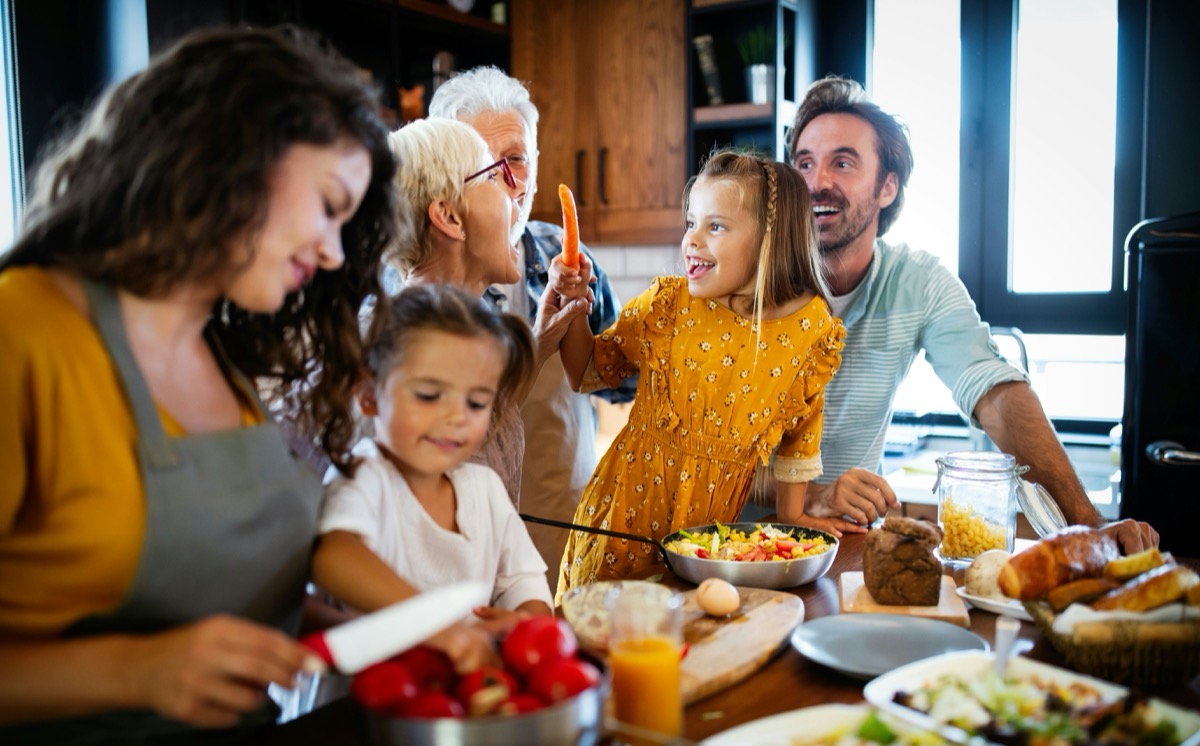 Family cooking together